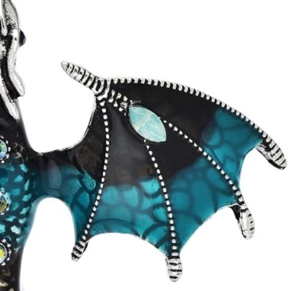 Fantasy Dragon Brooch – Crystal Accents – Unique Statement Pin, Gift for Her - Picture 3 of 3
